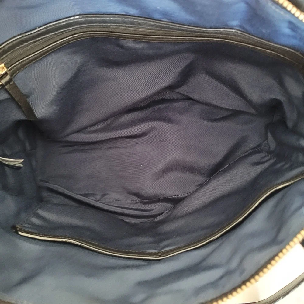 Cole Haan Black Leather Satchel Crossbody Bag Gold Hardware Braided Zip Pull